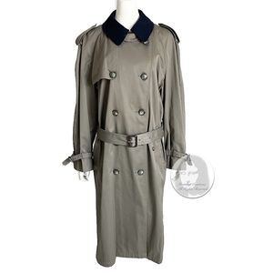 Ralph Lauren Trench Coat & Belt Chaps Tattersall Lining Vintage 90s Sz 42s